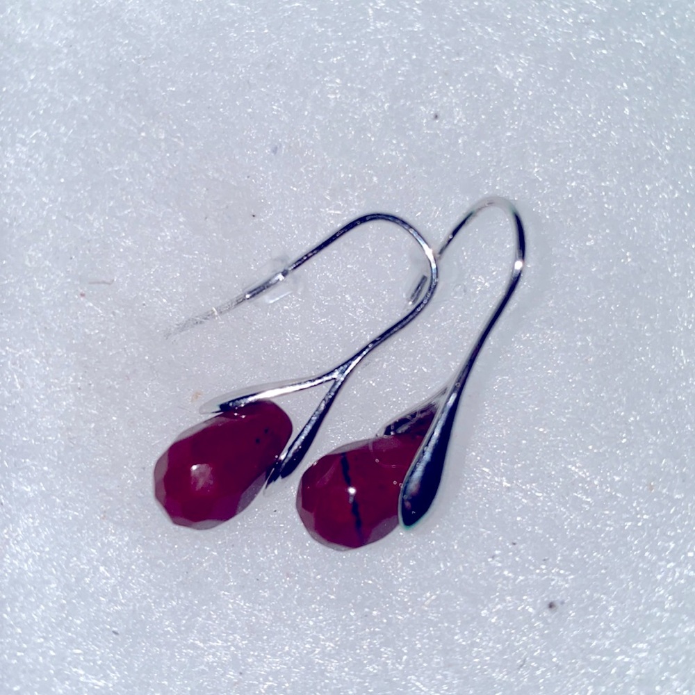 Boho hippie Red Jasper Sterling Silver Earrings